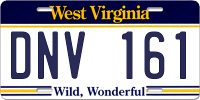 WV license plate DNV161