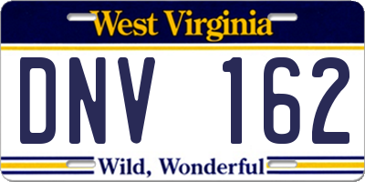 WV license plate DNV162