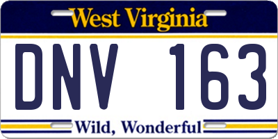 WV license plate DNV163