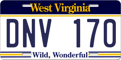 WV license plate DNV170