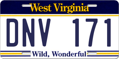 WV license plate DNV171