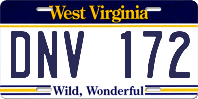 WV license plate DNV172