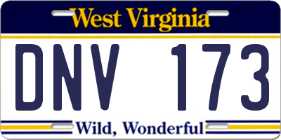 WV license plate DNV173