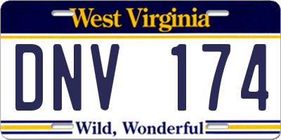 WV license plate DNV174