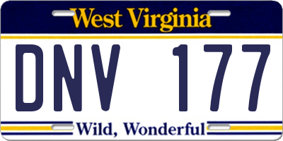 WV license plate DNV177