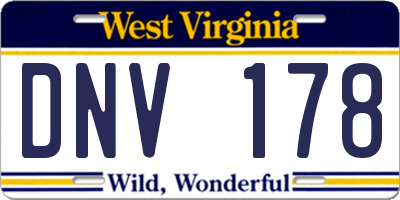 WV license plate DNV178