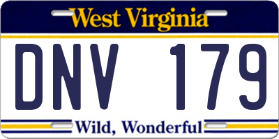 WV license plate DNV179
