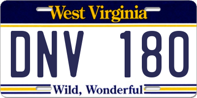 WV license plate DNV180
