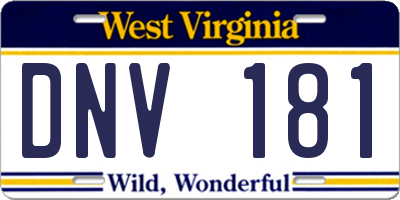 WV license plate DNV181