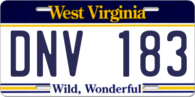 WV license plate DNV183