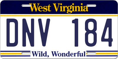 WV license plate DNV184