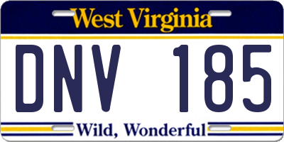 WV license plate DNV185