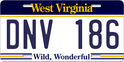 WV license plate DNV186