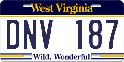 WV license plate DNV187