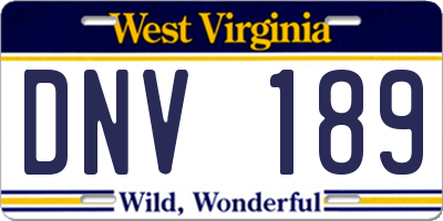 WV license plate DNV189