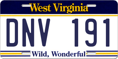 WV license plate DNV191
