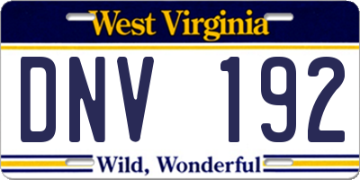 WV license plate DNV192