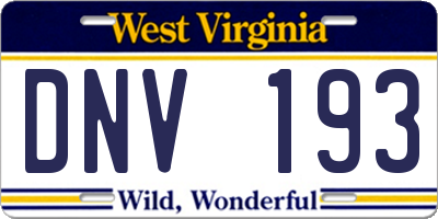 WV license plate DNV193
