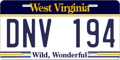 WV license plate DNV194