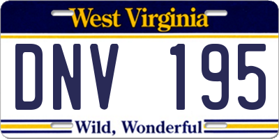 WV license plate DNV195