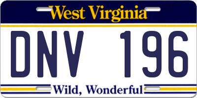 WV license plate DNV196