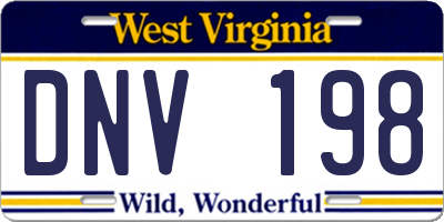 WV license plate DNV198