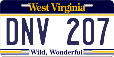 WV license plate DNV207