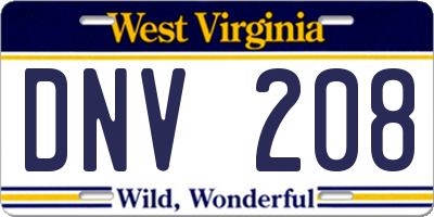WV license plate DNV208