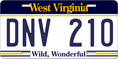 WV license plate DNV210