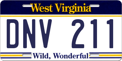 WV license plate DNV211