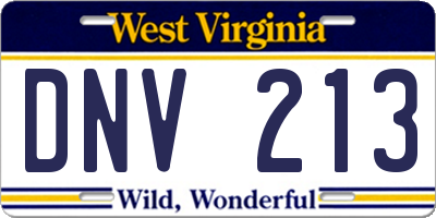 WV license plate DNV213