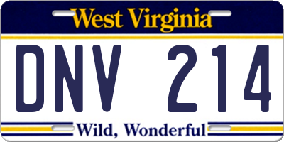 WV license plate DNV214