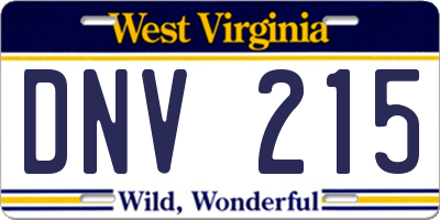 WV license plate DNV215
