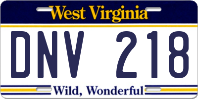 WV license plate DNV218