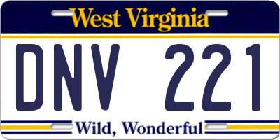 WV license plate DNV221