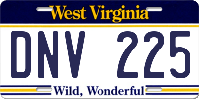 WV license plate DNV225