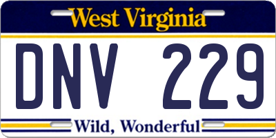 WV license plate DNV229
