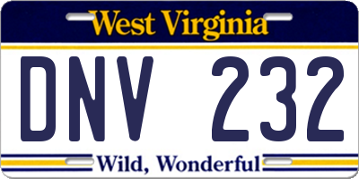 WV license plate DNV232