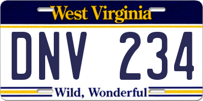 WV license plate DNV234