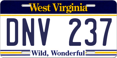 WV license plate DNV237