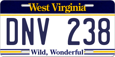 WV license plate DNV238