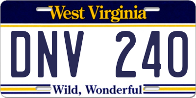 WV license plate DNV240