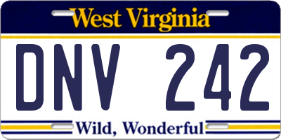 WV license plate DNV242