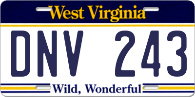 WV license plate DNV243