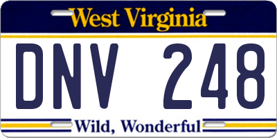 WV license plate DNV248