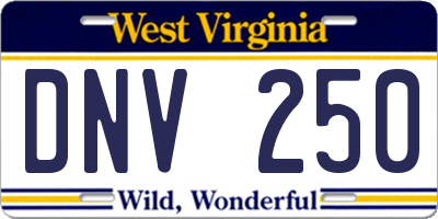 WV license plate DNV250