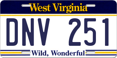WV license plate DNV251