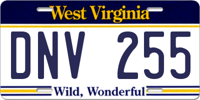 WV license plate DNV255