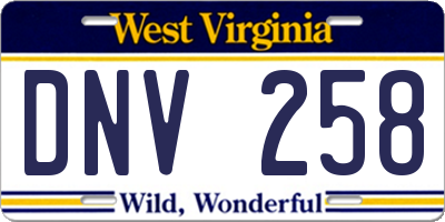 WV license plate DNV258
