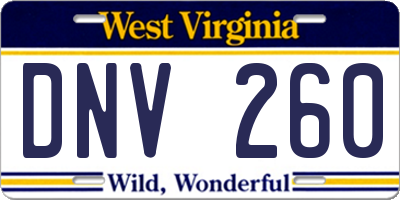 WV license plate DNV260